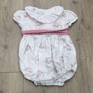 Sal & Pimenta White & Pink Santa Print Bubble Romper